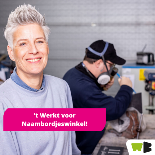 Naambordjeswinkel biedt Jordy beschutte werkplek