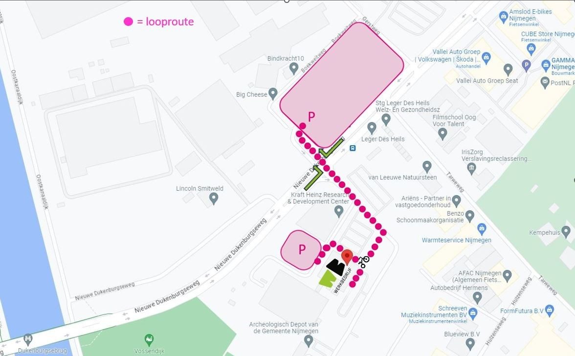 Bereikbaarheid Nieuwe Dukenburgseweg 21A en parkeerlocaties | WerkBedrijf Rijk van Nijmegen
